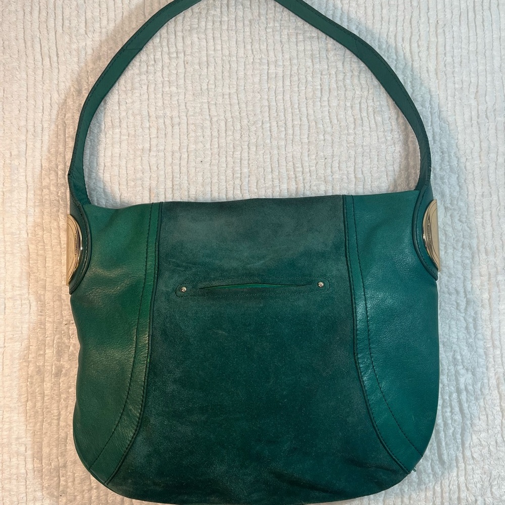 Makowsky Green Leather Shoulder Bag